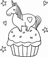 Unicorn Cupcake Coloring Pages Printable Little Kids Categories Cartoon sketch template