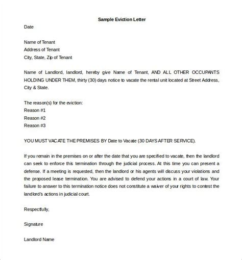 write  eviction notice letter templates  letter