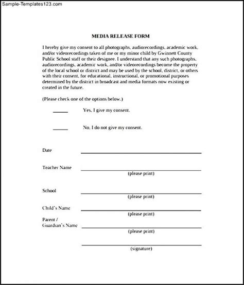 printable social media consent form template