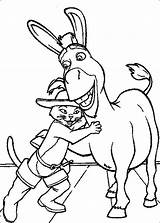 Shrek Donkey Coloring Colouring Happy Fiona Disney Cartoon Kopi Cat Boy Donkeys sketch template