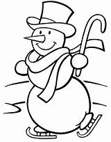 Snowman Skating Colroing sketch template