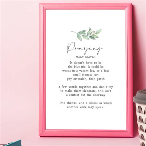 Praying Mary Oliver Poem Prayer Motivation Etsy