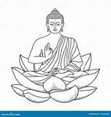 Buddha Outline Coloring Lotus Sitting Tattoo Drawing Template Vector Clip Stock Sketch Choose Board sketch template
