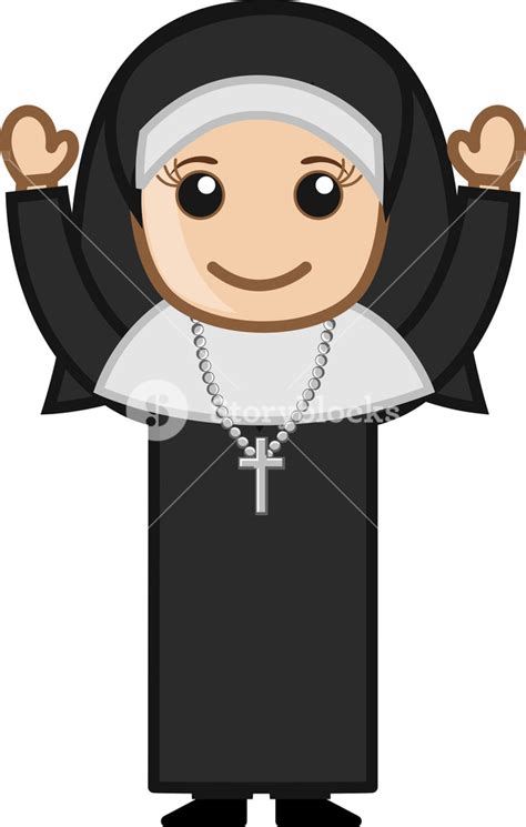 cartoon vector character happy religious nun royalty free stock image