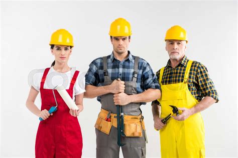 professional construction workers stock image colourbox