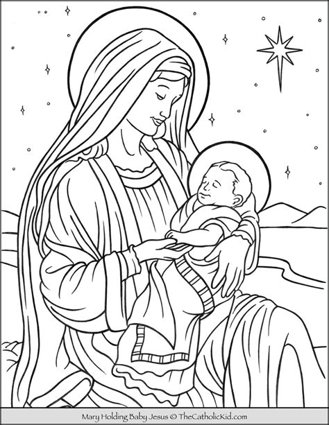 printable blessed virgin mary coloring page