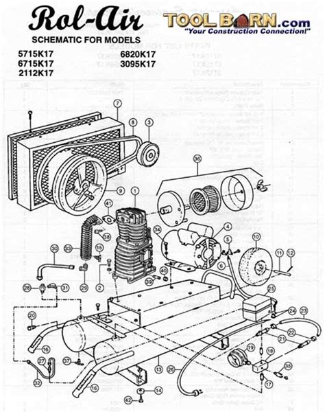 rol air   hp electric belt drive air compressor model schematic parts diagram