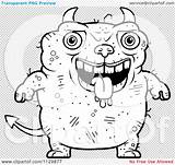Ugly Devil Drooling Outlined Coloring Clipart Vector Cartoon Cory Thoman sketch template