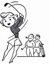 Golfer Clip Female Clipart Golfing Funny Cliparts sketch template