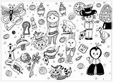 Colorare Doodling Disegni Alice Merveilles Coloriages Adulti Gekritzel Erwachsene Malbuch Kawaii Justcolor Cute Colouring Enfants Inspiré Merveilleux Drawing Dure Nggallery sketch template