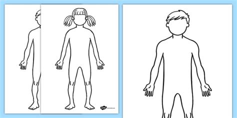 boy  girl body outline template primary resources