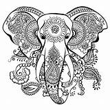 Elephant Coloring Color Elephants Drawing Head Patterns Elegant Beautiful Pages Adult sketch template
