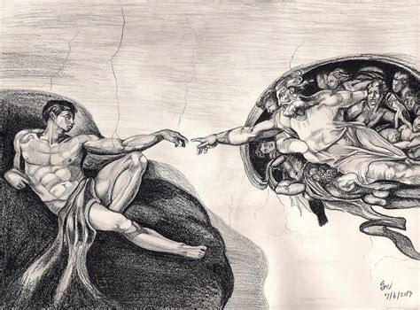 The Creation Of Adam A Redraw Painting By Beverly Marshall Fine Art