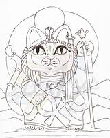Sekhmet Neko Maneki Lioness Lucky Egyptian sketch template