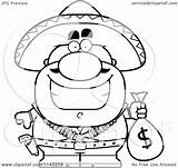 Money Coloring Bandit Bag Cartoon Clipart Pages Hispanic Holding Outlined Vector Thoman Cory Regarding Notes sketch template