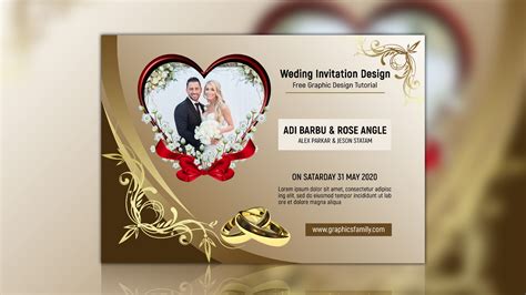 golden wedding invitation photoshop template graphicsfamily