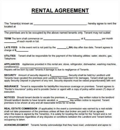 rental agreement letter  examples format  examples