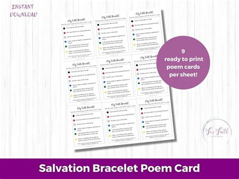 printable salvation bracelet poem card faith bracelet gospel etsy canada