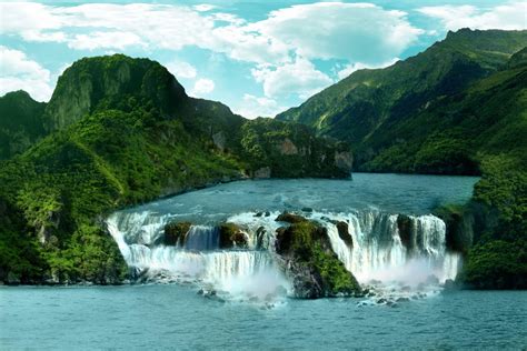 cascadas  vienen de las montanas waterfalls wallpaper hd