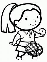 Tennis Girl Playing Pages Printable Coloring Kids Sports Sport Categories sketch template