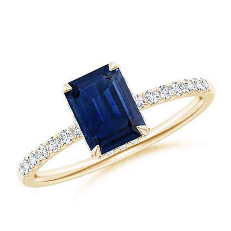 emerald cut sapphire engagement ring  diamonds angara
