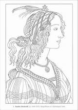 Renaissance Dover Botticelli Visuels Lineart Masterpieces Colorier Livres Coloriages Petits Malvorlagen Erwachsene Rainbowresource sketch template
