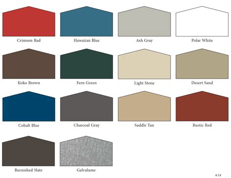 color options  wall  roof panels