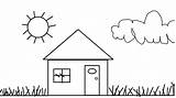 Coloring House Pages Clipart Simple Cartoon Preschool Clip Library sketch template
