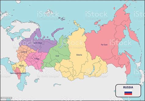 Political Map Of Russia With Names Stock Illustration
