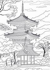 Adults Tempel Japanischer Japonais Coloriage Dessin Favoreads Paysage Facile Ausmalbilder Pagoda Japanische Coloriages Embroidery Buddhist Apprendre раскраски Dessiner Mandala Japonaise sketch template