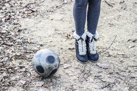 girl with soccer ball in boots stock image image of play game 21808719