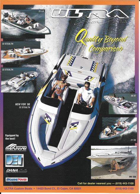 1998 Ultra Custom Boats Color Ad Photos Of 7 Models Hot Girls