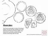 Coloring Mooncakes Chinese Festival Autumn Mid Sheet Holidays Year Sweet Family sketch template