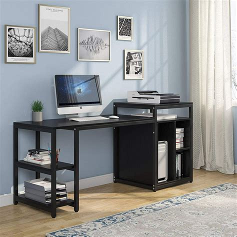 tribesigns   computer desk  storage shelves home office desk