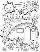Coloring Pages Printable Year Hippie Adult Olds Book Camper Happy Simple Thaneeya Drawing Color Van Pdf Camping Campers Print Sheets sketch template