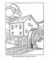 Coloring Pages Early American Mill Colonial America Watermill Printable Worksheets Sheets Kids Book Colouring Trades Grist Girl Life Cardboard Colour sketch template