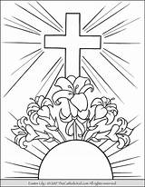 Easter Coloring Lily Pages Catholic Cross Christian Colouring Printable Lilies Color Sunday Sheets School Kids Bible Adult Craft Lent Youth sketch template