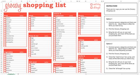 shopping list templates formats examples  word excel
