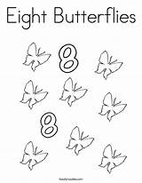 Coloring Eight Butterflies Number Pages Template Numbers Twistynoodle Built California Usa Print Noodle Change sketch template