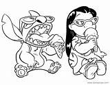 Stitch Lilo Coloring Pages Cream Ice Disneyclips Pdf Eating Funstuff sketch template
