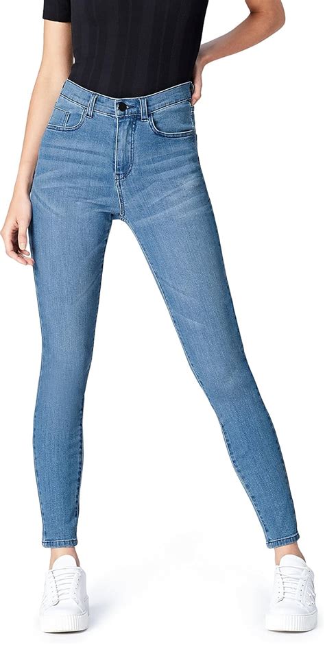 find damen skinny jeans mit hohem bund amazonde bekleidung