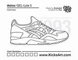 Lyte Gel Asics Kicksart sketch template