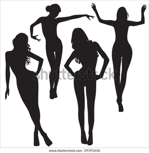 illustration posing sexy woman silhouettes vector stock