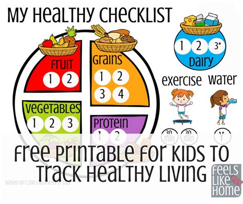 printable  kids  track healthy living  calories
