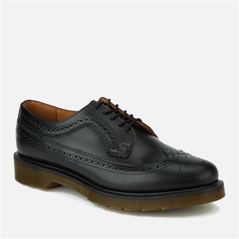 dr martens 3989 pw smooth leather wingtip brogues in black for men lyst