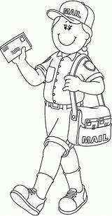 Coloring Mailman Community Helpers Pages Preschool Workers Kids People Help Who Azcoloring sketch template