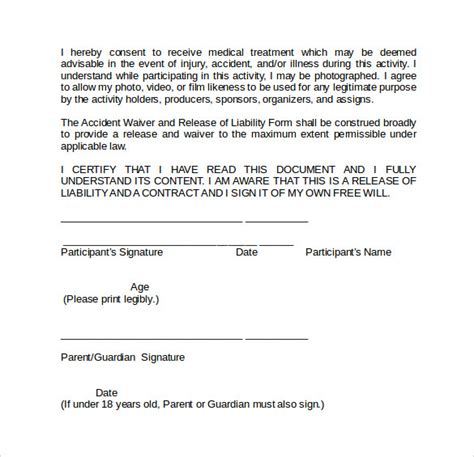 liability waiver forms   sample templates