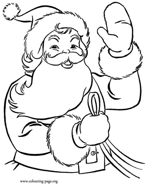 christmas santa claus waving   kids coloring page