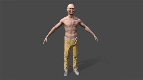3d model zombie male 2 vr ar low poly max fbx