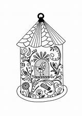 Coloring House Bird Adult Whimsical Birdhouse Pages Favecrafts sketch template